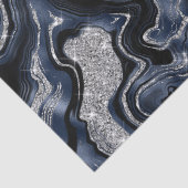 Eleganter Navy Blue & Silver Glitzer Agate Birthda Seidenpapier (Detail)