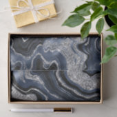 Eleganter Navy Blue & Silver Glitzer Agate Birthda Seidenpapier (Geschenk)