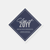 Eleganter Navy Blue Typografy Abschluss Serviette (Ecke)