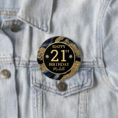 Eleganter Navy Blue und Gold Glitzer Agate Birthda Button (Beispiel)