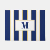 Eleganter Navy Blue und White Stripe Custom Fußmatte (Vorderseite)