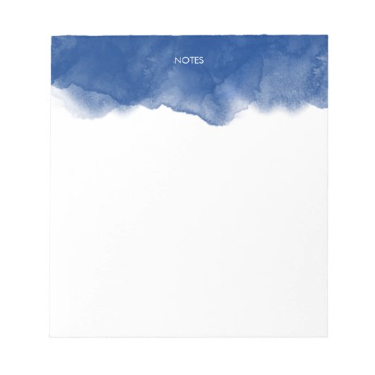 Eleganter Navy Blue Watercolor Splash Personalisie Notizblock (Vorderseite)