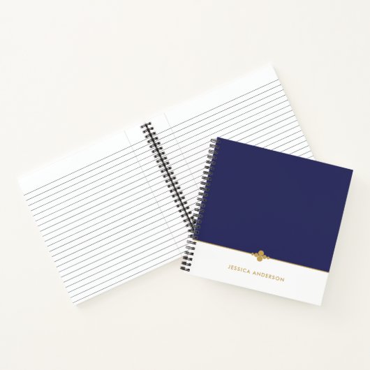 Eleganter Navy Blue White Gold Personalisiert Notizblock (Innenseite)