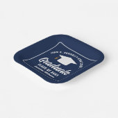 Eleganter Navy Blue White Graduation Party Square Pappteller (Gewinkelt)