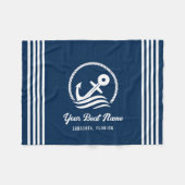 Eleganter Navy Custom Boat Name Anchor Fleecedecke (Vorderseite (Horizontal))