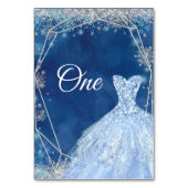 Eleganter Navy Glitzer Weihnachtsschneeflocke Xv A Tischnummer (Vorderseite)