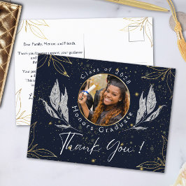 Eleganter Navy Gold Abschluss Vielen Dank Postkarte