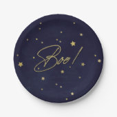 Eleganter Navy/Gold Boo! Halloween-Party Pappteller (Vorderseite)