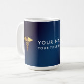 Eleganter Navy-Gold-Caduceus Arzt Kaffeetasse (Vorderseite Links)