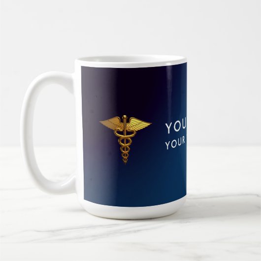 Eleganter Navy-Gold-Caduceus Arzt Kaffeetasse (Links)