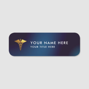 Eleganter Navy-Gold-Caduceus Arzt Namensschild