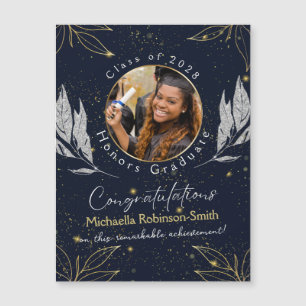 Eleganter Navy-Gold-Gratulations-Abschlussmagnet Magnetkarte