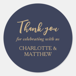 Eleganter Navy & Gold Wedding Classic Round Sticke Runder Aufkleber