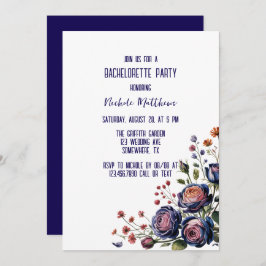 Eleganter Navy-Rose und Korallen-Junggeselinnen-Ab Einladung