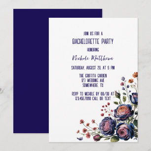 Eleganter Navy-Rose und Korallen-Junggeselinnen-Ab Einladung