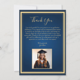 Eleganter Navy und Gold Abschluss Dankeschön Card Einladung