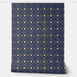 Eleganter Navy und Gold Geometric Diamond Tapete