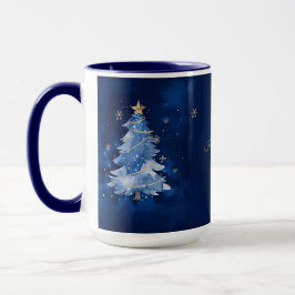 Eleganter Navy- und Gold-Weihnachtsbaum Personalis Tasse