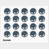 Eleganter Navy & White Bloom Round Wedding Sticker (Blatt)