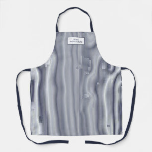 Eleganter Navyblauer Streifen Klassischer Name Schürze