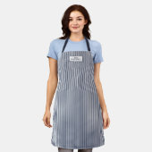 Eleganter Navyblauer Streifen Klassischer Name Schürze (Getragen)