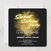 Eleganter Neon Gold rosa Marmor Sweet 16. Geburtst Dankeskarte (Vorderseite)