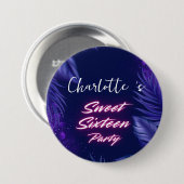Eleganter Neon Pink Black Retro Sweet 16. Geburtst Button (Vorne & Hinten)