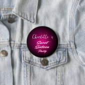Eleganter Neon Pink Black Retro Sweet 16. Geburtst Button (Beispiel)