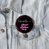 Eleganter Neon Pink Black Retro Sweet 16. Geburtst Button (Beispiel)