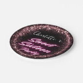 Eleganter Neon Pink Black Retro Sweet 16. Geburtst Pappteller (Schrägansicht)