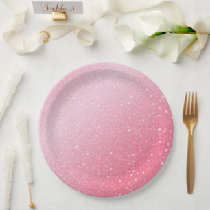 Eleganter Neon rosa Retro schwarz Sweet 16. Geburt Pappteller