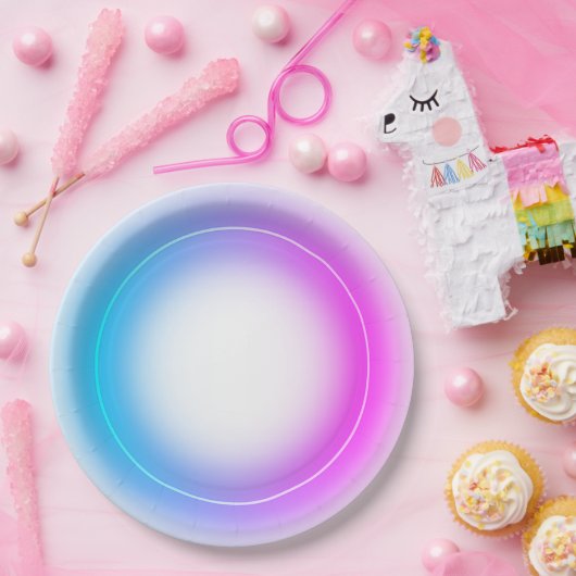 Eleganter Neon rosa Retro schwarz Sweet 16. Geburt Pappteller (Party)