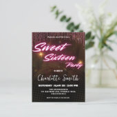 Eleganter Neon rosa Retro schwarz Sweet 16. Geburt Postkarte (Stehend Vorderseite)