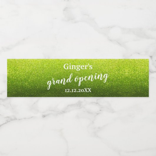 Eleganter Neuer Glitzer Grand Opening Jubiläum Wasserflaschenetikett (Einzelnes Label)