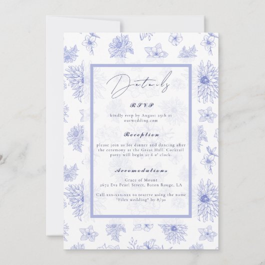 Eleganter neutraler blauer Schatten Einladung (Rückseite)