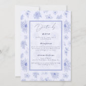 Eleganter neutraler blauer Schatten Einladung (Rückseite)