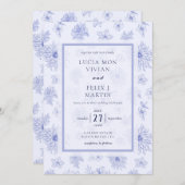 Eleganter neutraler blauer Schatten Einladung (Vorne/Hinten)