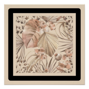 Eleganter neutraler botanischer Kunstdruck Poster