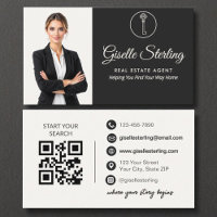 Eleganter neutraler Foto Real Anwesen Agent QR Cod