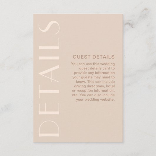 Eleganter neutraler Hochzeitgast Begleitkarte (Vorderseite)