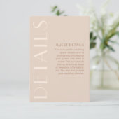 Eleganter neutraler Hochzeitgast Begleitkarte (Stehend Vorderseite)
