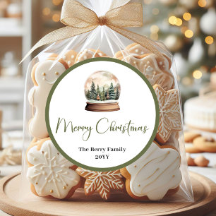 Eleganter neutraler Weihnachts-Familienname-Aufkle Runder Aufkleber