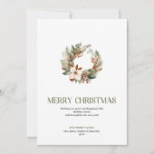 Eleganter neutraler Weihnachtskranz Minimal Holida Feiertagskarte (Vorderseite)