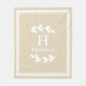 Eleganter, neutraler weißer Laurels mit Doppelrahm Fleecedecke (Vorderseite)