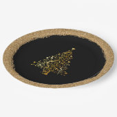 Eleganter New Years Black Gold Glitzer Pappteller (Schrägansicht)