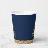 Eleganter New Years Blue Gold Glitzer Pappbecher (Links)