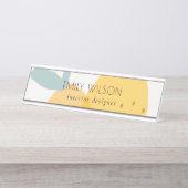 Eleganter Niedlich-Gelber Zitronenfrüchtezitrus he Schreibtischnamensplakette (Vorderseite )