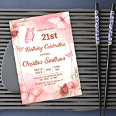 Eleganter niedlich rosa Blütenschmetterling 21. Ge Einladung