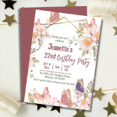 Eleganter niedlich rosa Blütenschmetterling 22. Ge Einladung