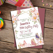 Eleganter niedlich rosa Blütenschmetterling 25. Ge Einladung